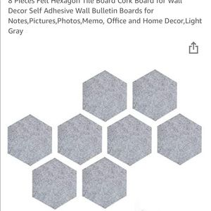 Light Grey felt hexagon peel and stick cork boards - never used! Still stackable